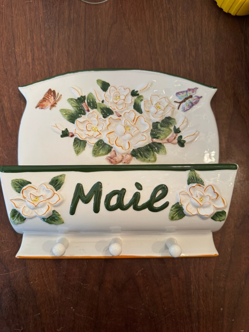 Magnolia Mail Holder Key Rack Wall Pocket Hooks Farmhouse Decor